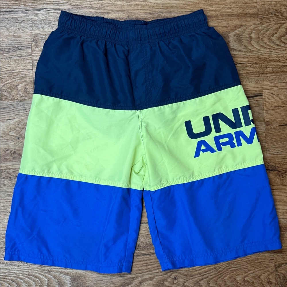 Under Armour Navy, Lime, and Blue Athletic Shorts